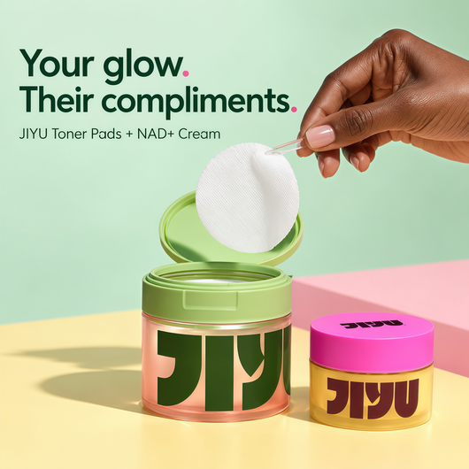 Jiyu Korean Skincare Glow Up Bundle – NAD+ Hydrating Face Moisturizer (50 ml) + Toning Toner Pads (100 Count) – Brightening & Hydrating Daily Skincare Routine for All Skin Types