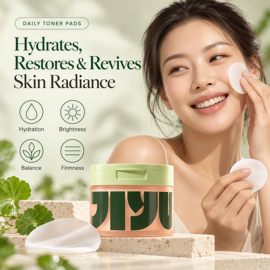 JIYU Toner Pads - Korean Skincare for Dark Spots, Wrinkles & Dull Skin - Hydrating Facial Treatment with Snail Mucin, Niacinamide, Peptides & Centella - 100 Count